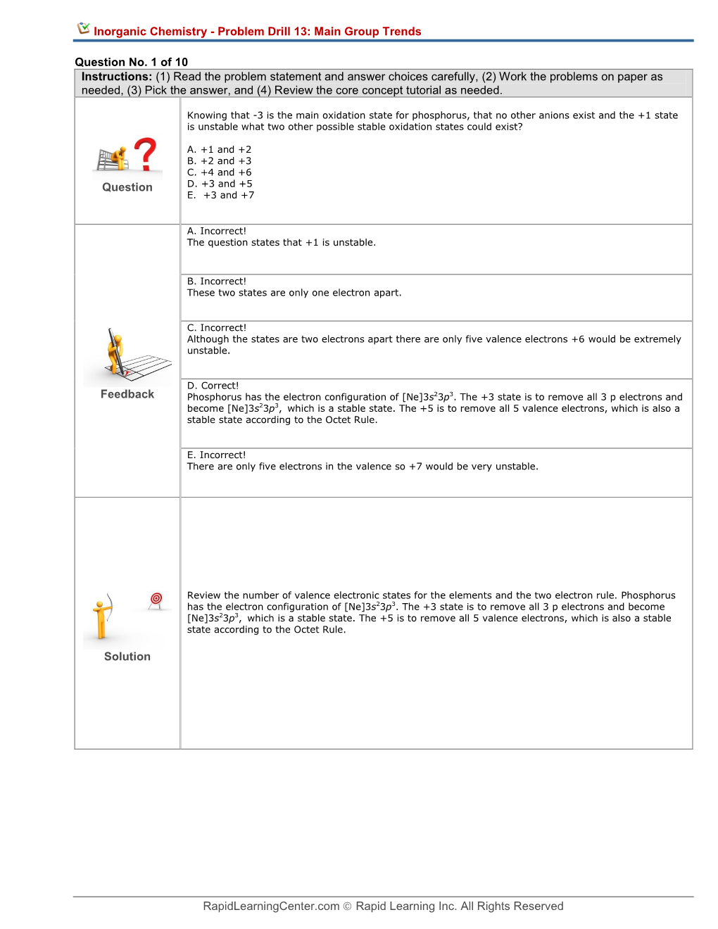 Chemistry Problem Solving Drill