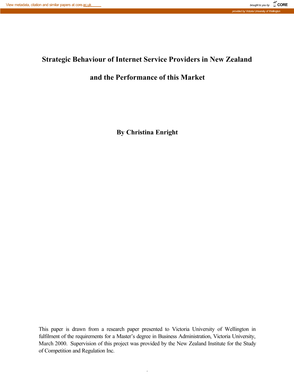 2000-06-02 Strategic Behaviour of Internet Service Providers