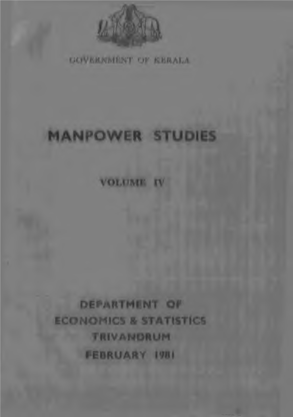 Government of Kerala Manpower Studies Volume