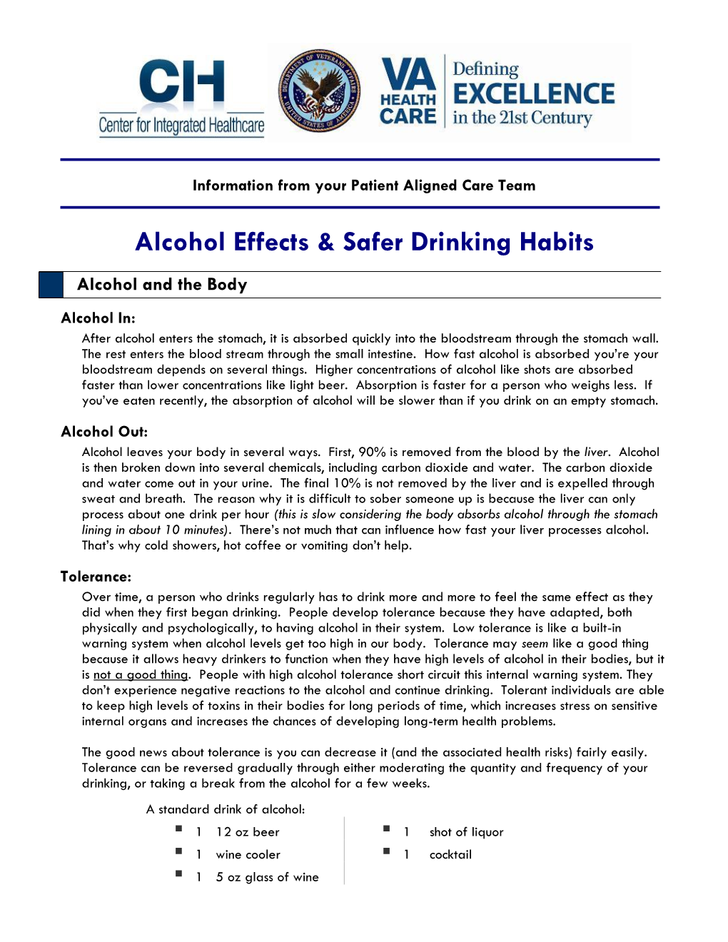 Alcohol Effects & Safer Drinking Habits