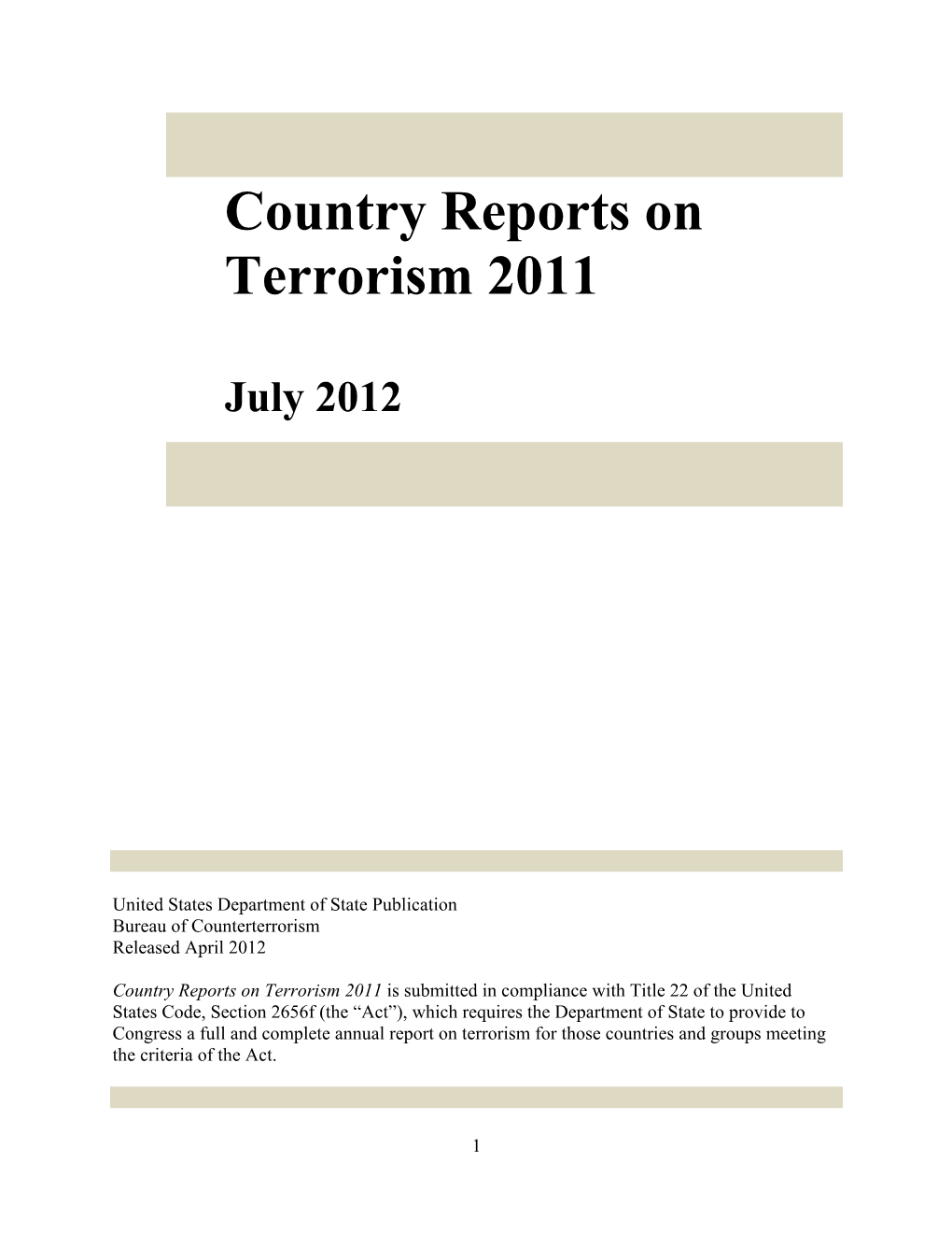 Country Reports on Terrorism 2011 (PDF)