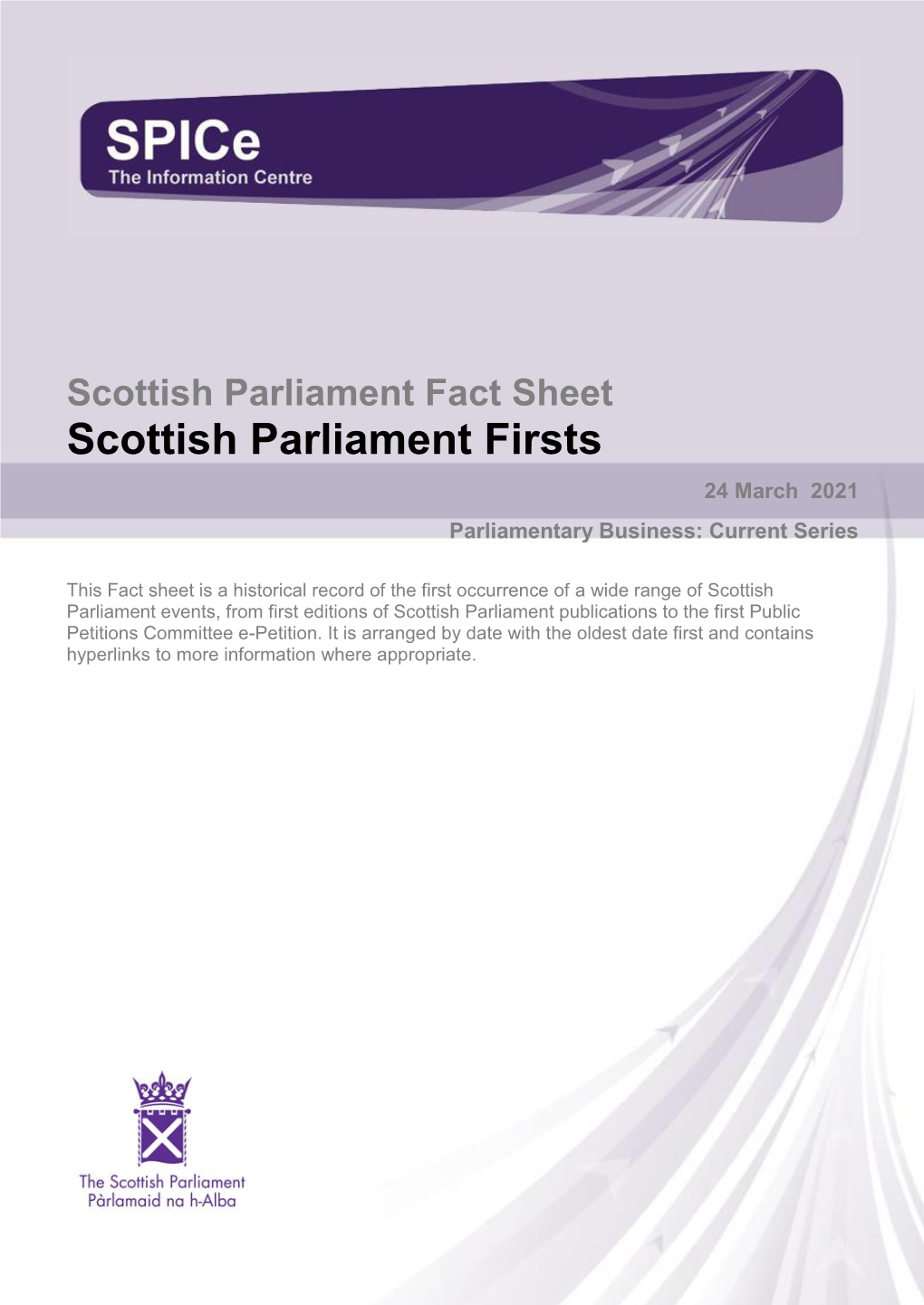 Scottish Parliament Firsts (359KB Pdf)