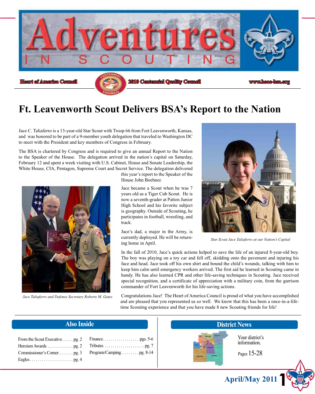 Ft. Leavenworth Scout Delivers BSA's Report to the Nation