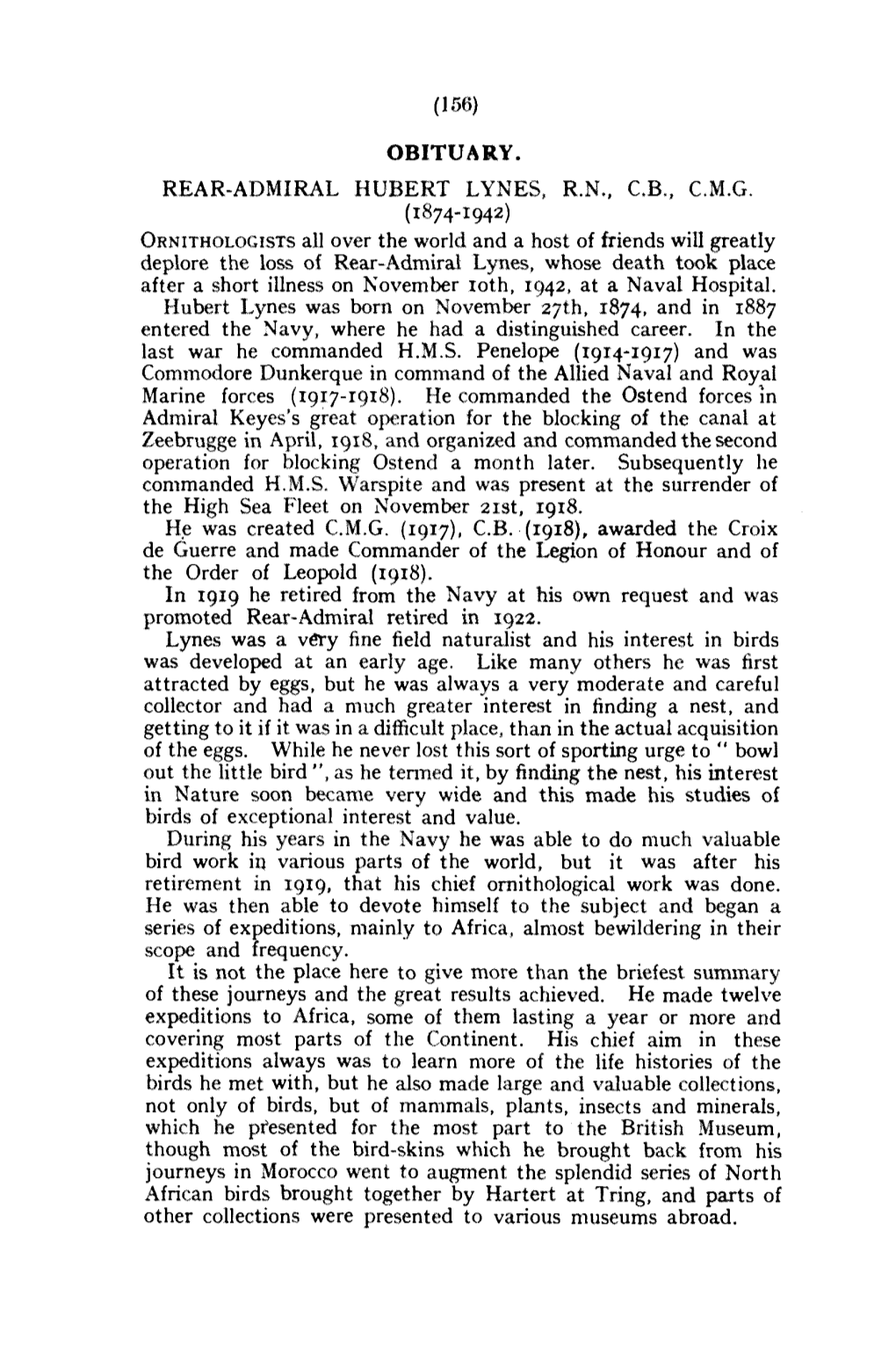 Obituary. Rear-Admiral Hubert Lynes, R.N., C.B., C.M.G