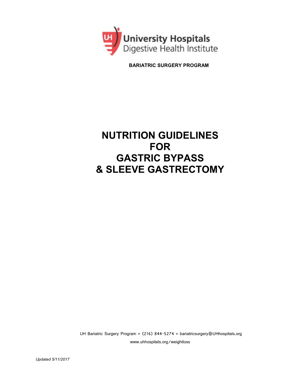 Nutrition Guidelines for Gastric Bypass & Sleeve Gastrectomy