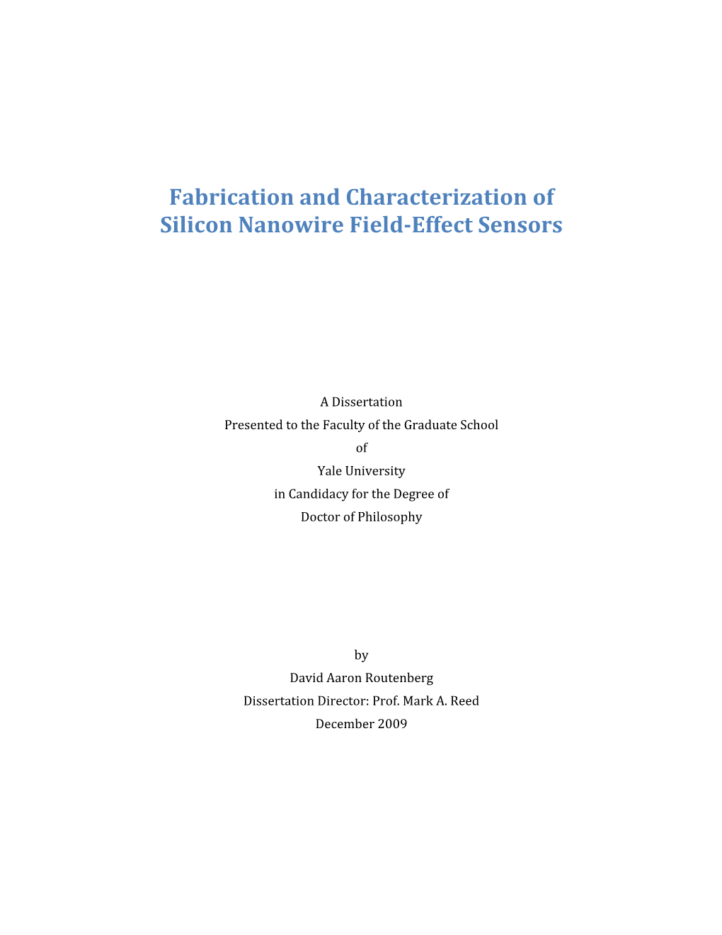Fabrication and Characterization of Silicon Nanowire Field-Effect Sensors