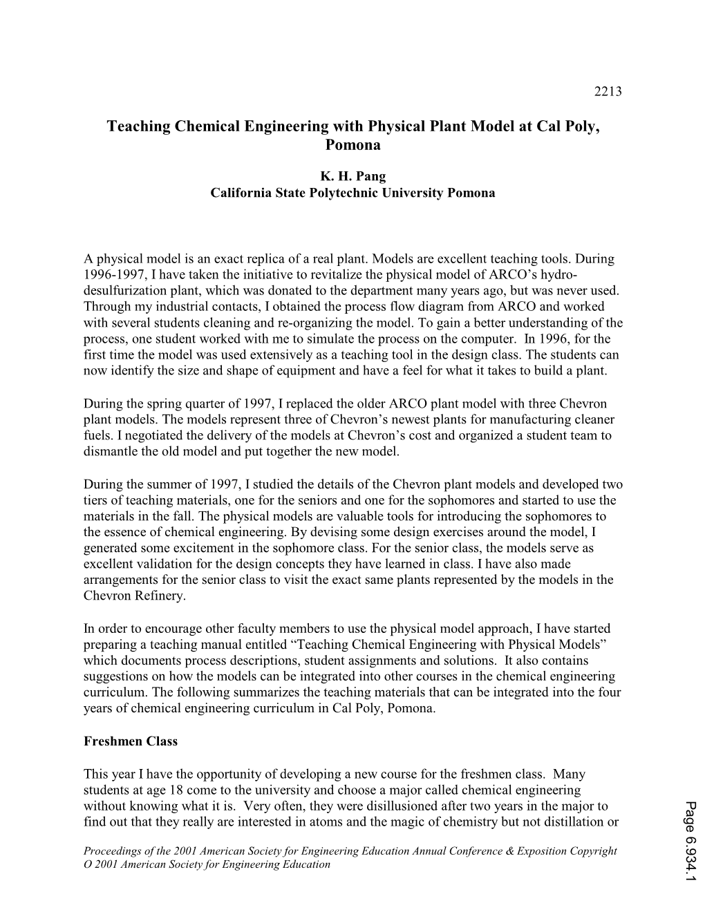 Teaching Chemical Engineering with Physical Plant Models