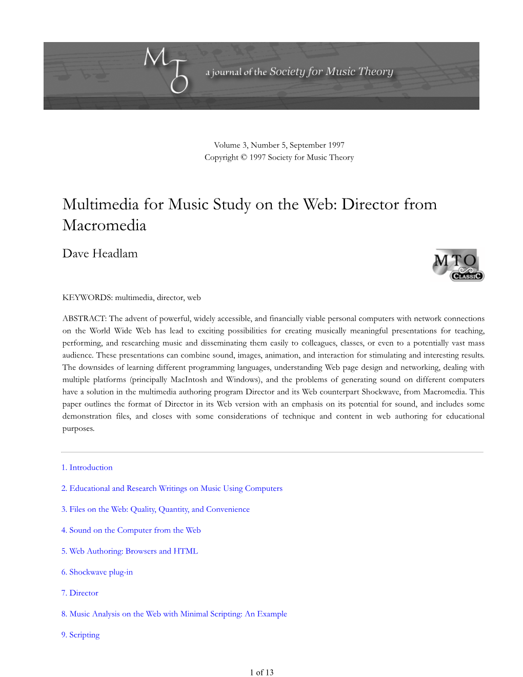 MTO 3.5: Headlam, Multimedia for Music Study on The