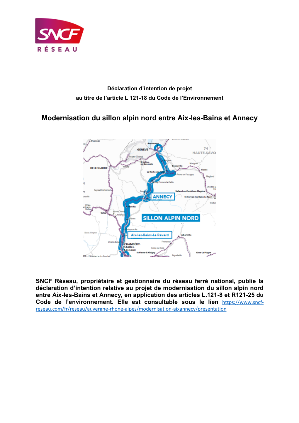 Modernisation Du Sillon Alpin Nord Entre Aix-Les-Bains Et Annecy