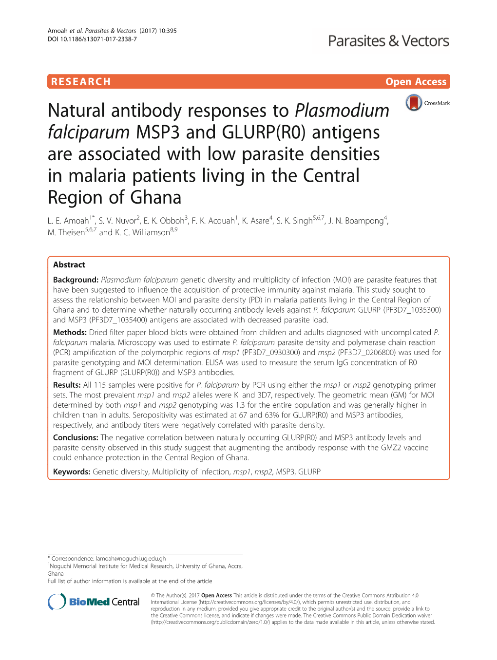 Natural Antibody Responses to Plasmodium Falciparum MSP3 And