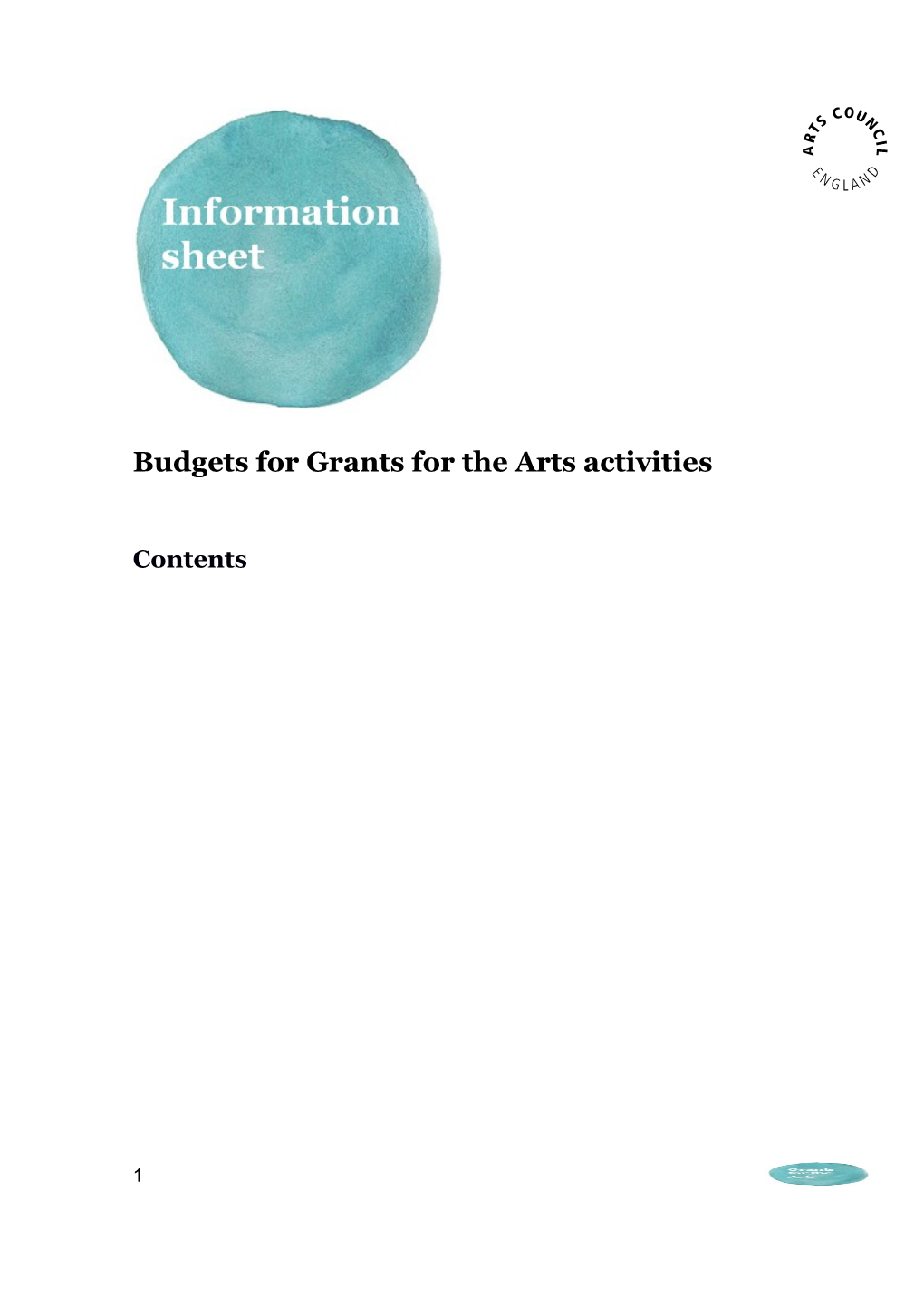 Budgets for Grants for the Arts Activities