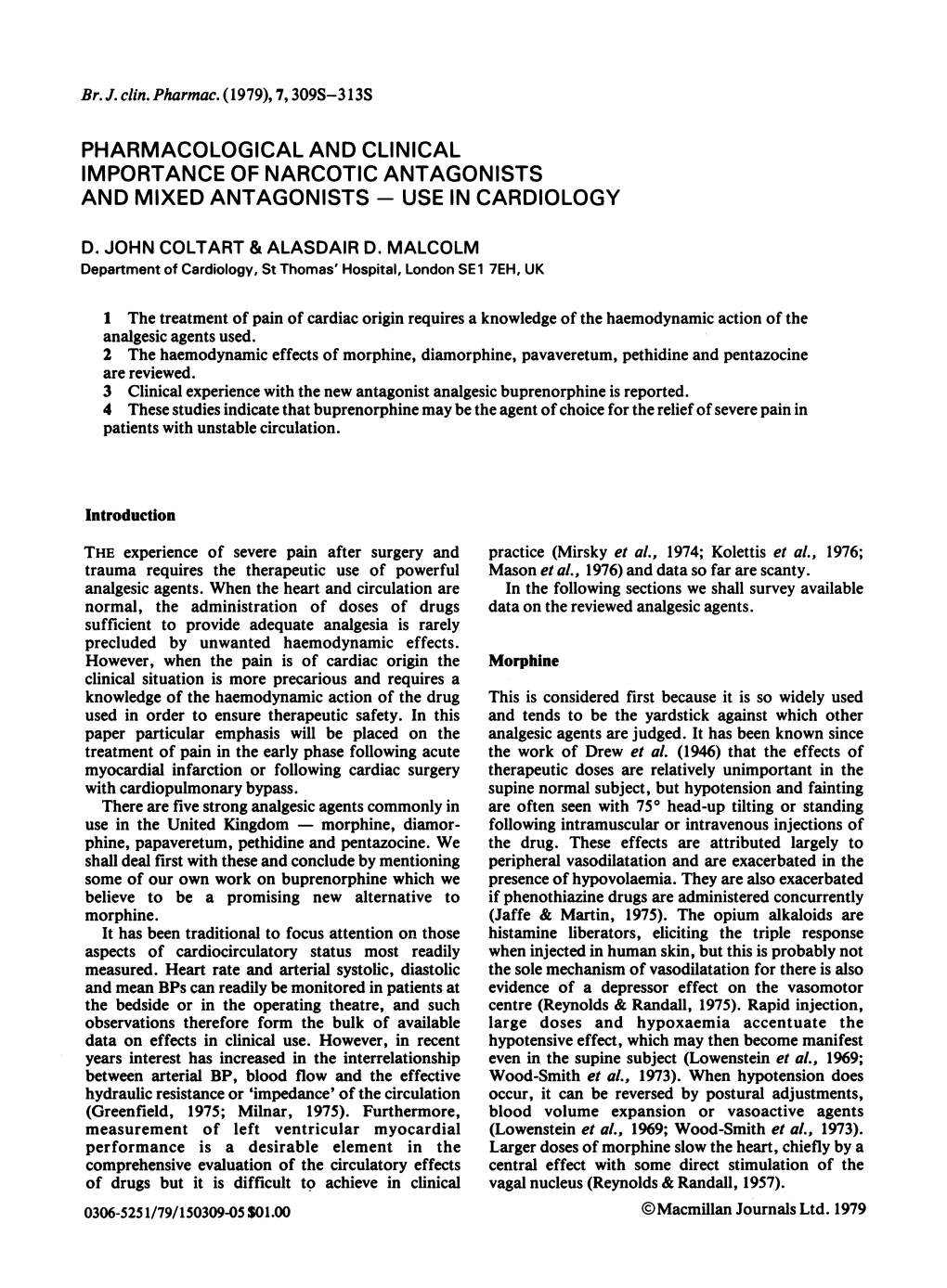 Pharmacological and Clinical Importance of Narcotic Antagonists and Mixed Antagonists - Use in Cardiology