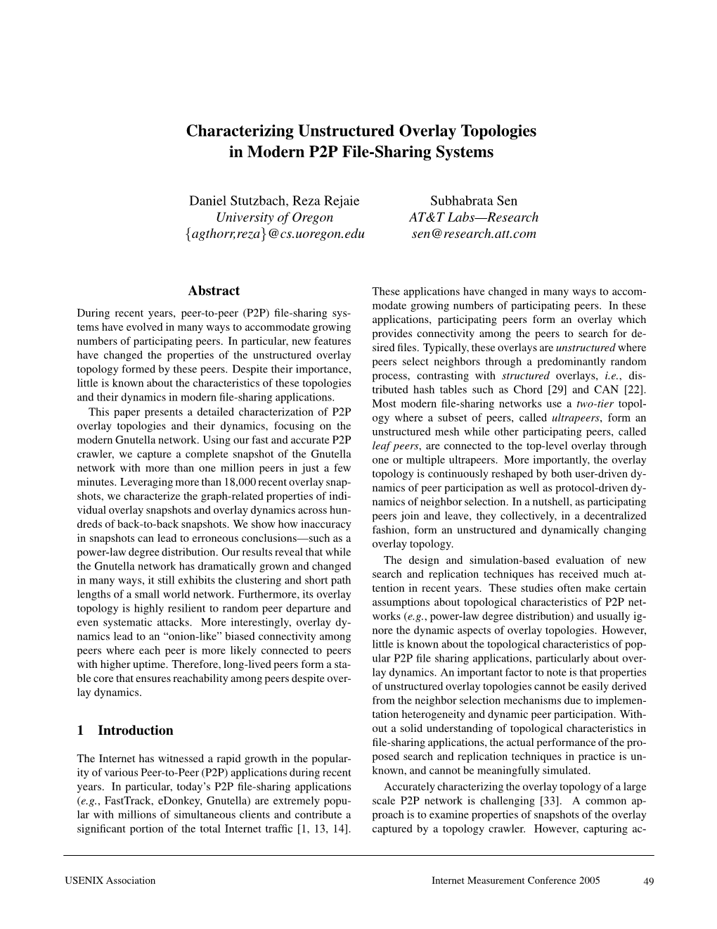 Characterizing Unstructured Overlay Topologies in Modern P2P File-Sharing Systems