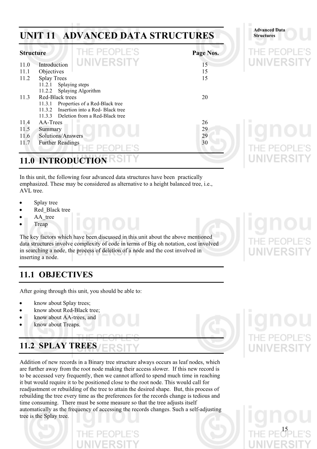 UNIT 11 ADVANCED DATA STRUCTURES Structures