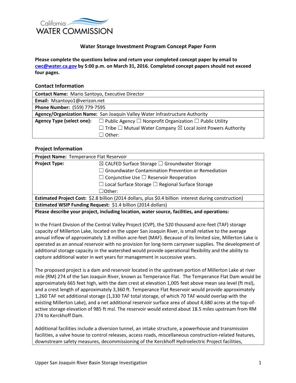 Temperance Flat Project Concept Paper