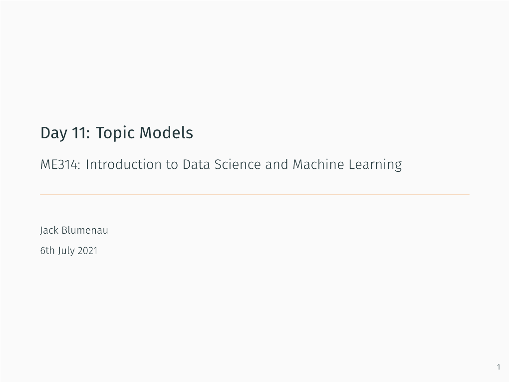 Day 11: Topic Models