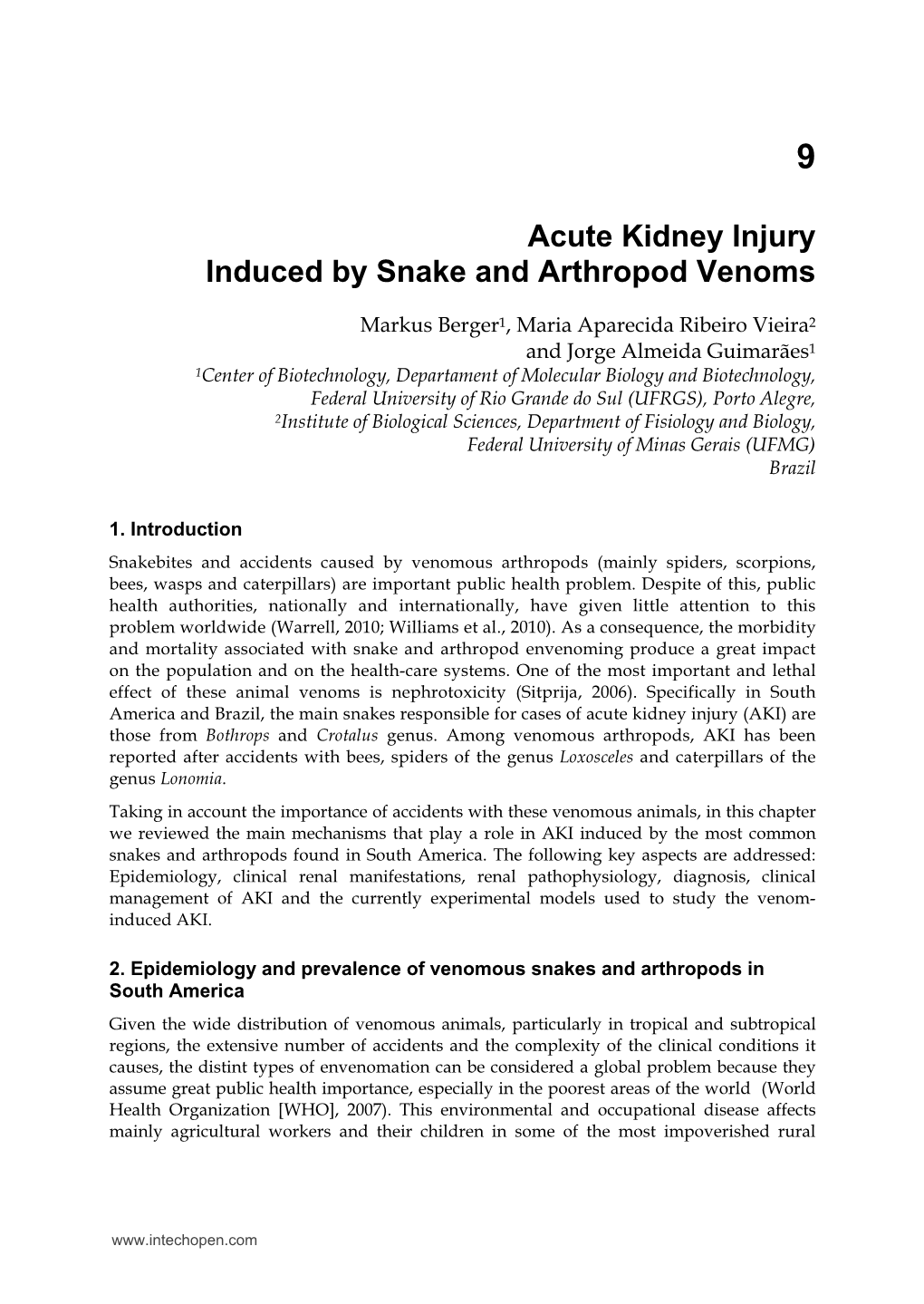 Acute Kidney Injury Induced by Snake and Arthropod Venoms