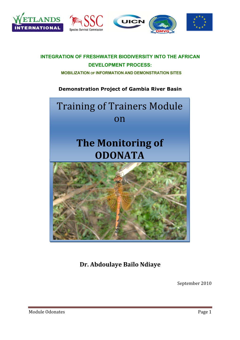 Training of Trainers Module on the Monitoring of ODONATA
