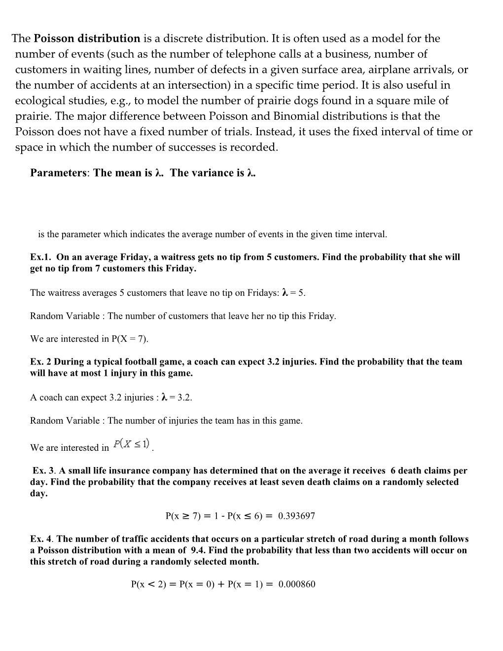 Poisson Distribution Examples