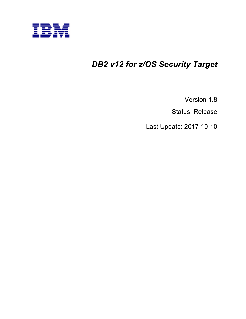 DB2 V12 for Z/OS Security Target