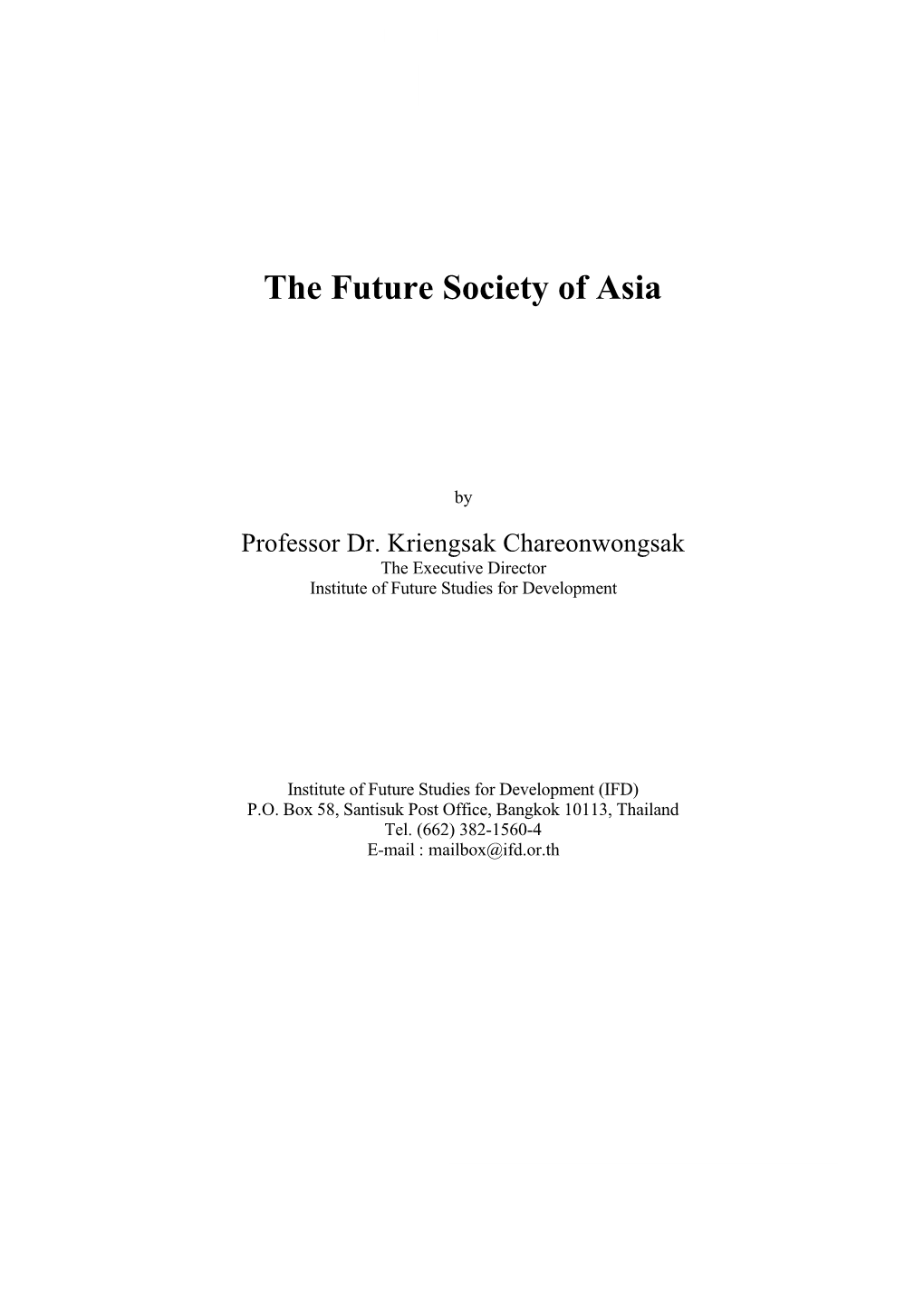 The Future Society of Asia