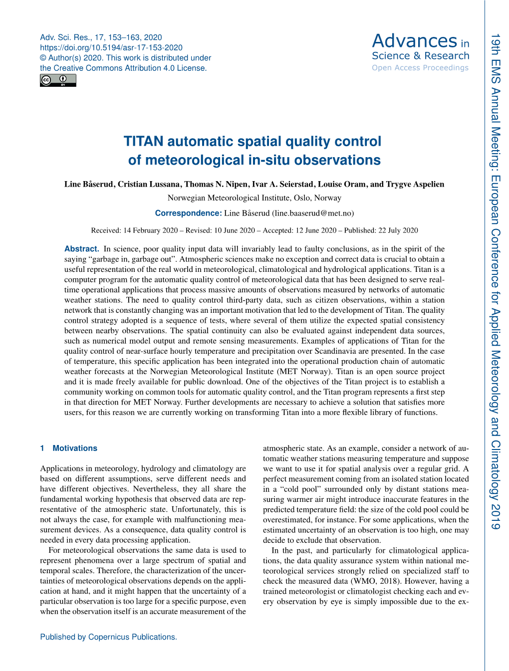 TITAN Automatic Spatial Quality Control of Meteorological In-Situ Observations