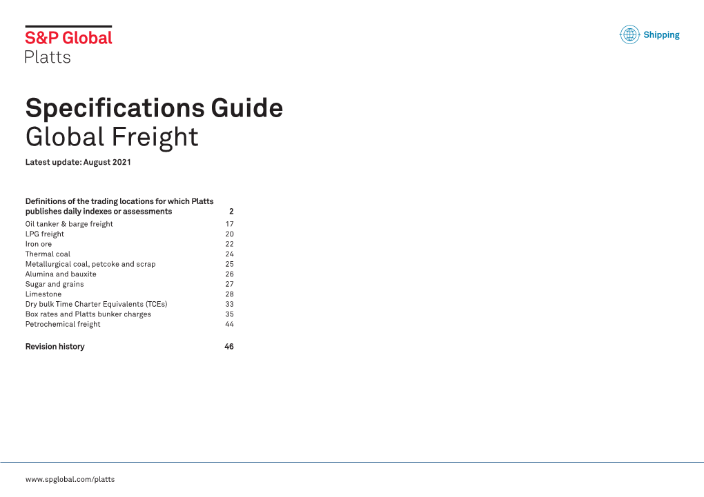 Specifications Guide Global Freight Latest Update: August 2021