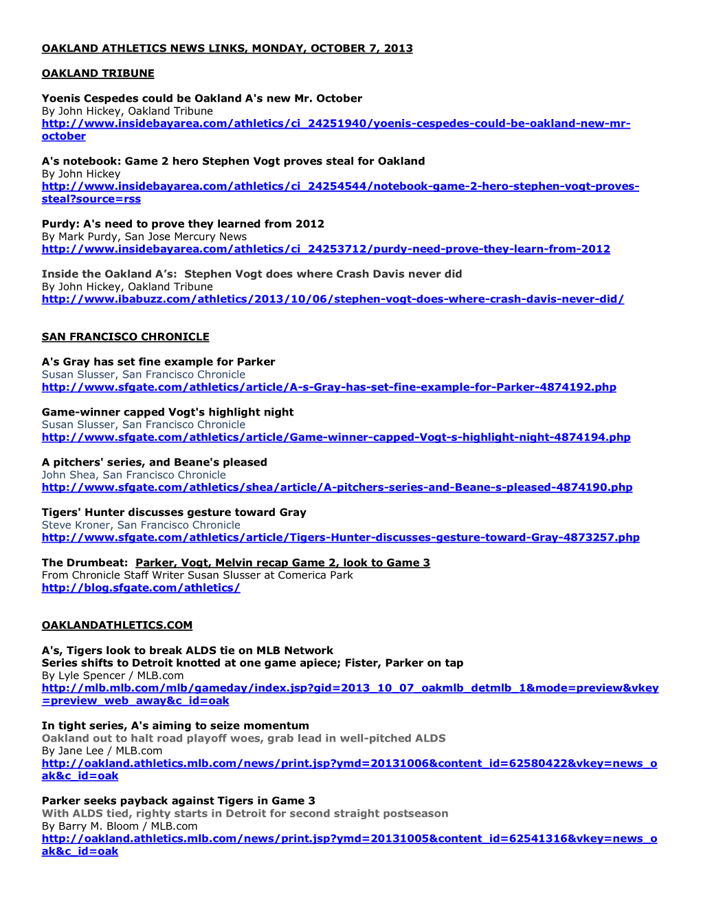 10-07-2013 A's News Links.Pdf