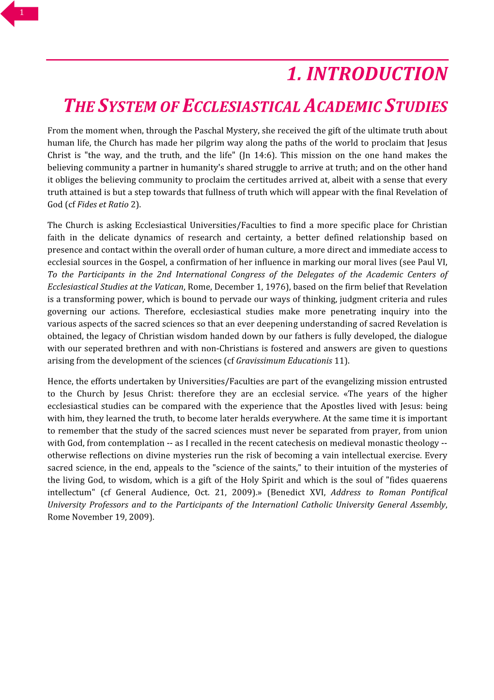 1. Introduction the System of Ecclesiastical Academic Studies