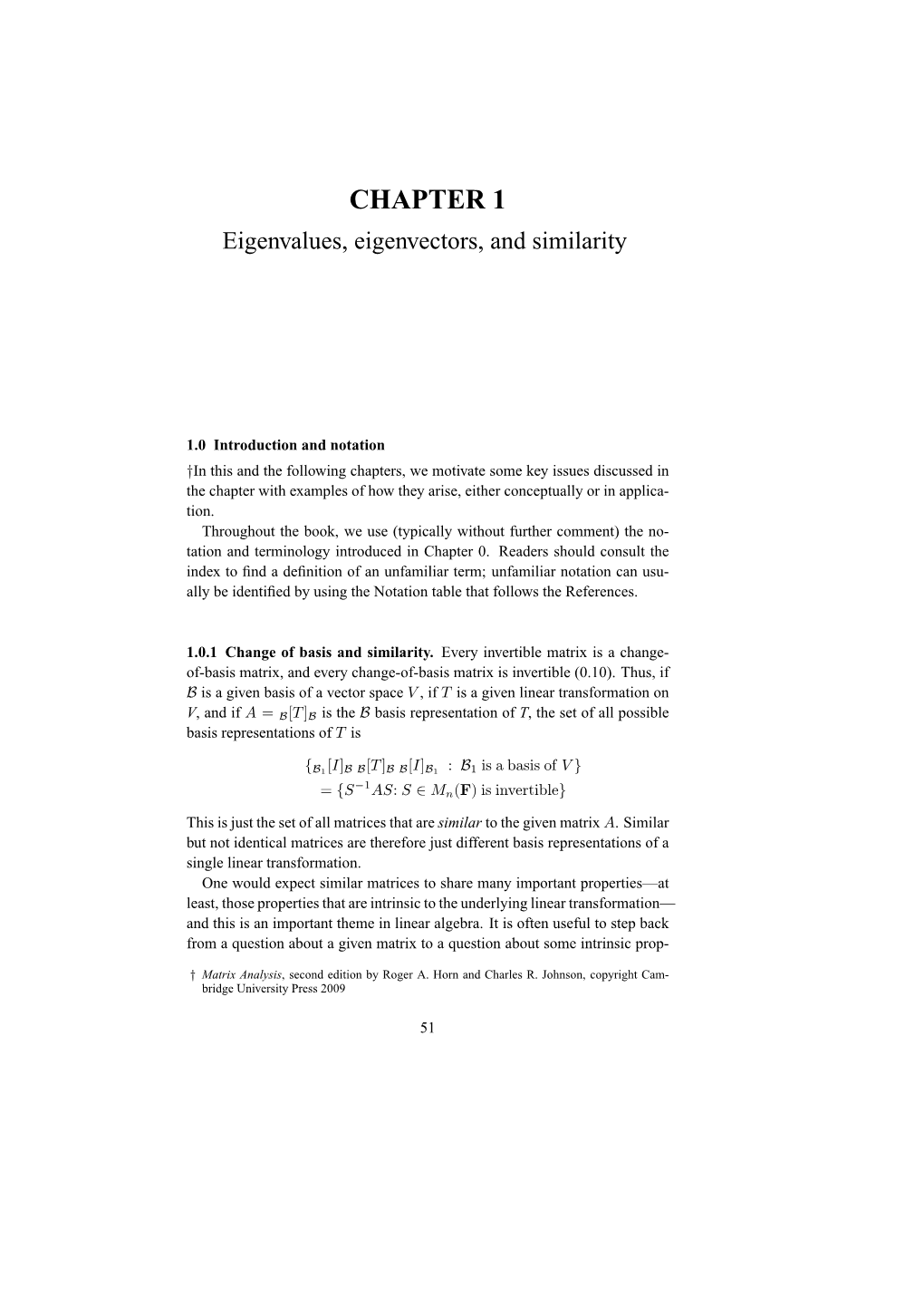 CHAPTER 1 Eigenvalues, Eigenvectors, and Similarity