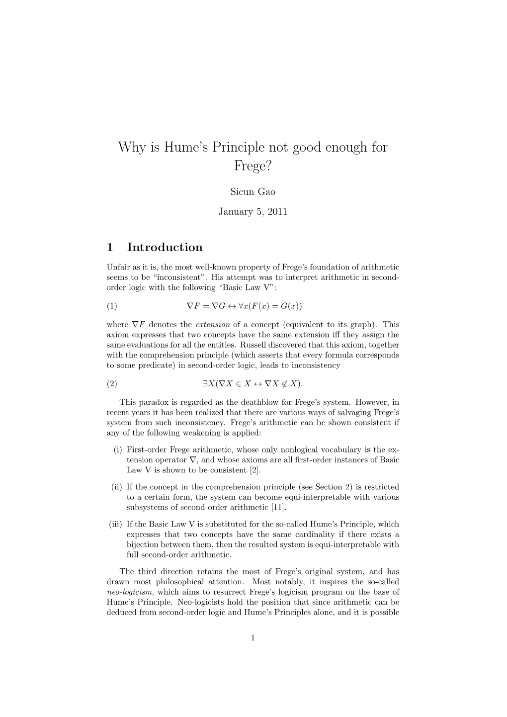 Why Is Hume's Principle Not Good Enough for Frege?