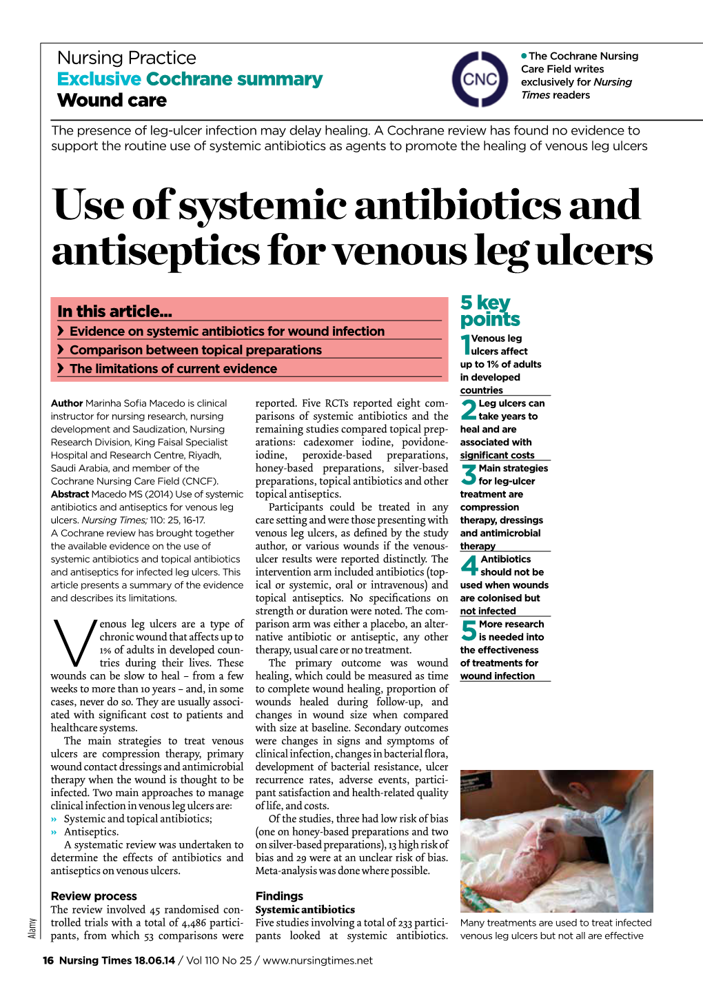 Use of Systemic Antibiotics and Antiseptics for Venous Leg Ulcers 5 Key in This Article