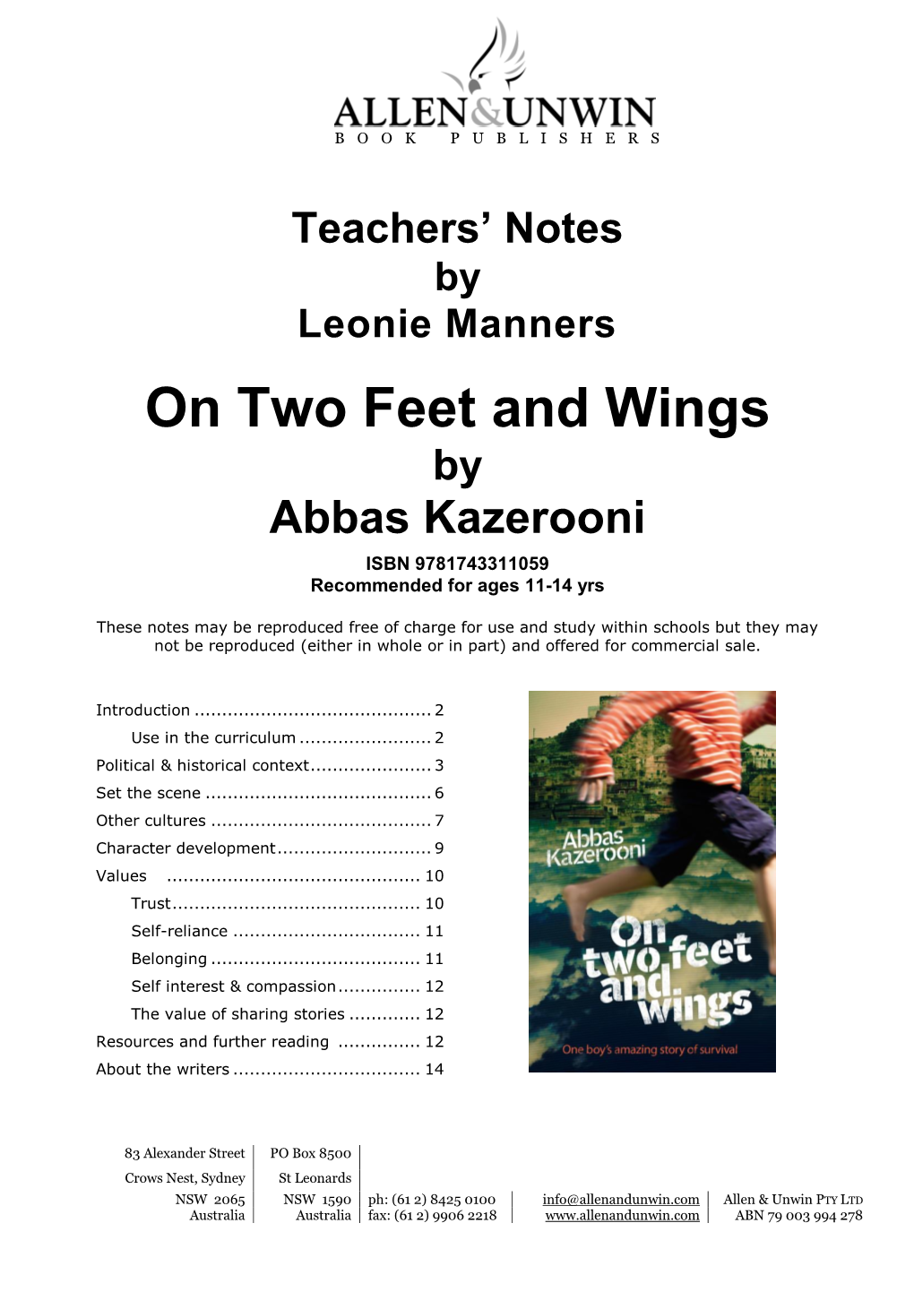 On Two Feet and Wings by Abbas Kazerooni ISBN 9781743311059 Recommended for Ages 11-14 Yrs