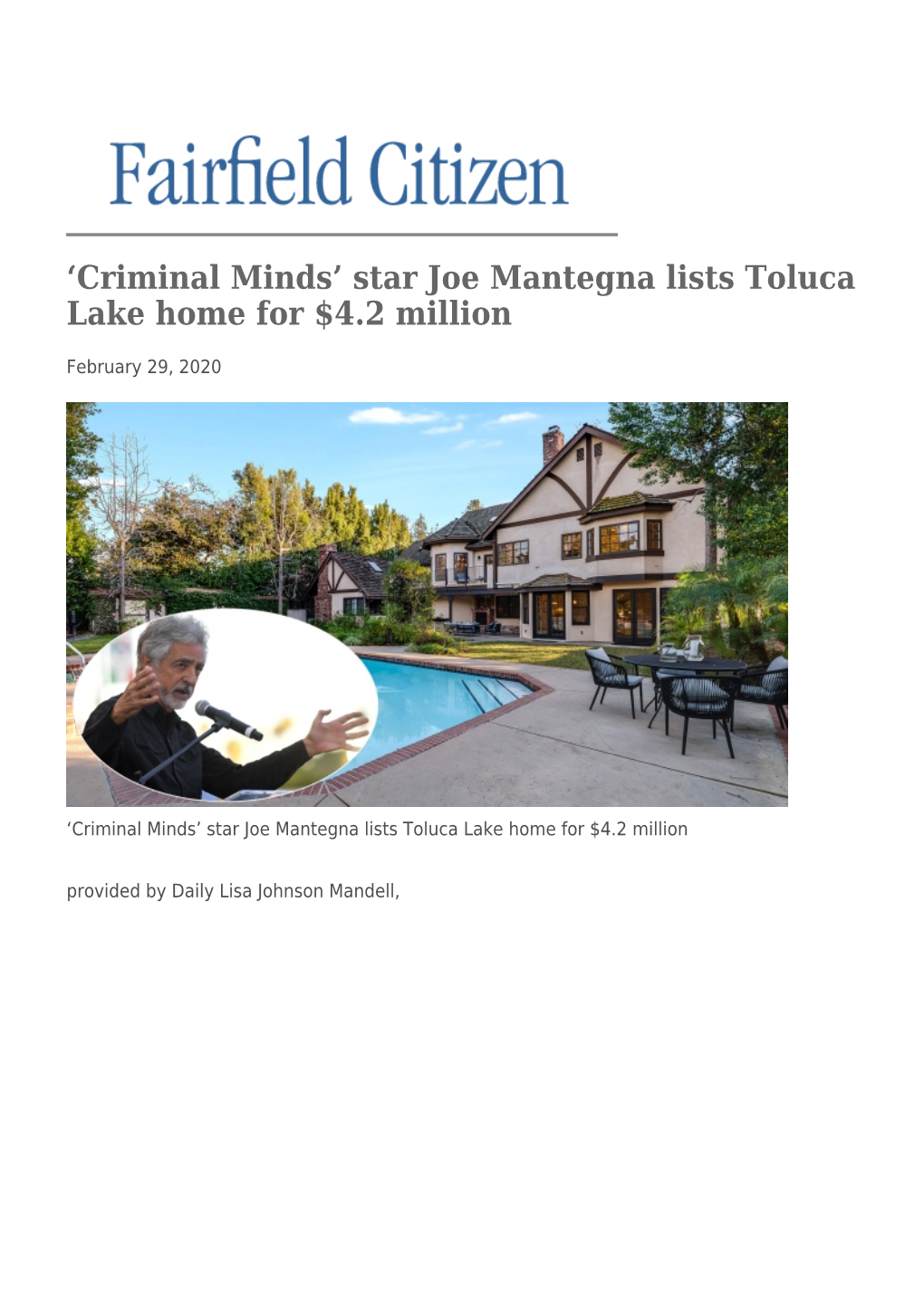 'Criminal Minds' Star Joe Mantegna Lists Toluca Lake