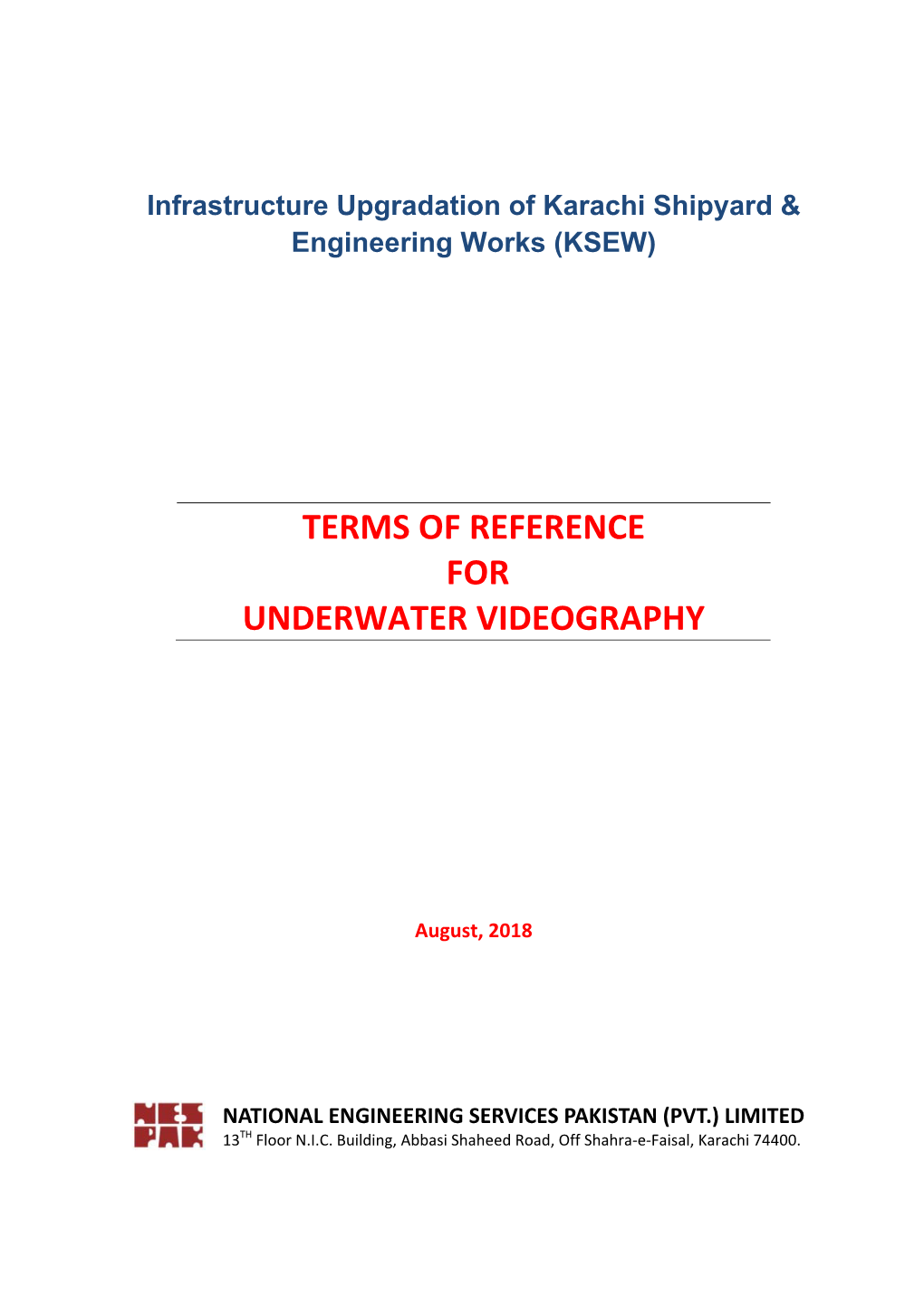 Terms of Reference for Underwater Videography