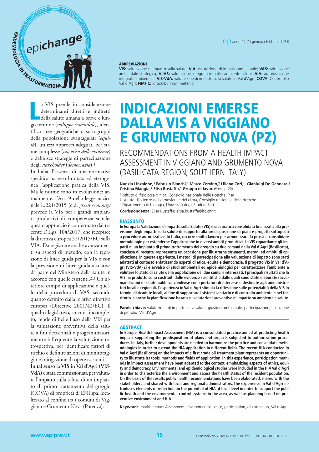 Indicazioni Emerse Dalla VIS a Viggiano E Grumento Nova (PZ)