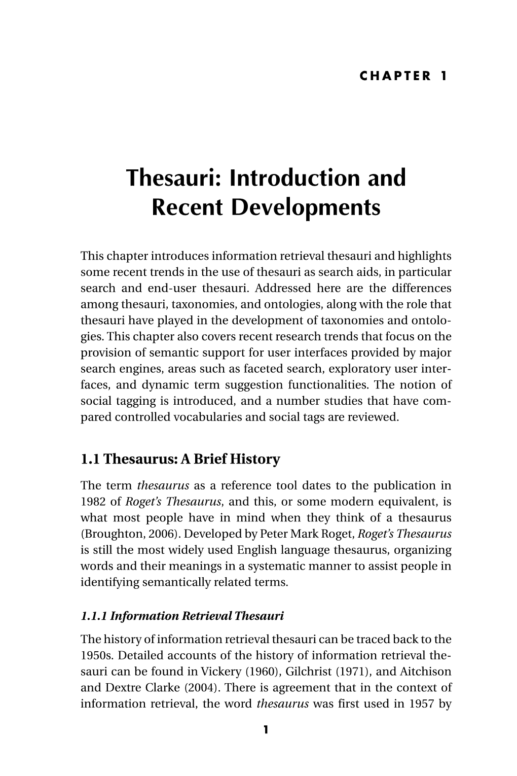 Thesauri: Introduction and Recent Developments