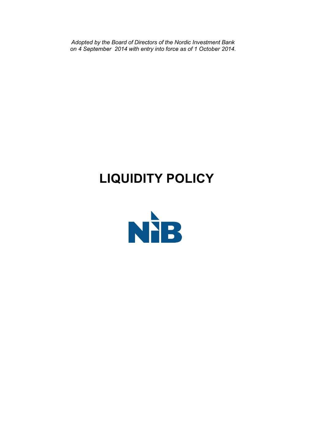 Liquidity Policy