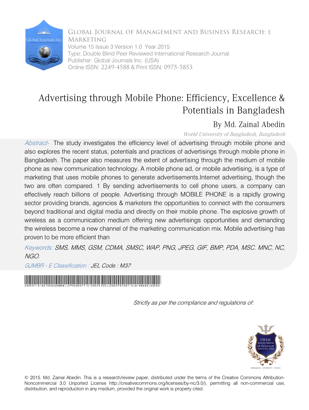 Advertising Through Mobile Phone: Efficiency, Excellence & Potentials