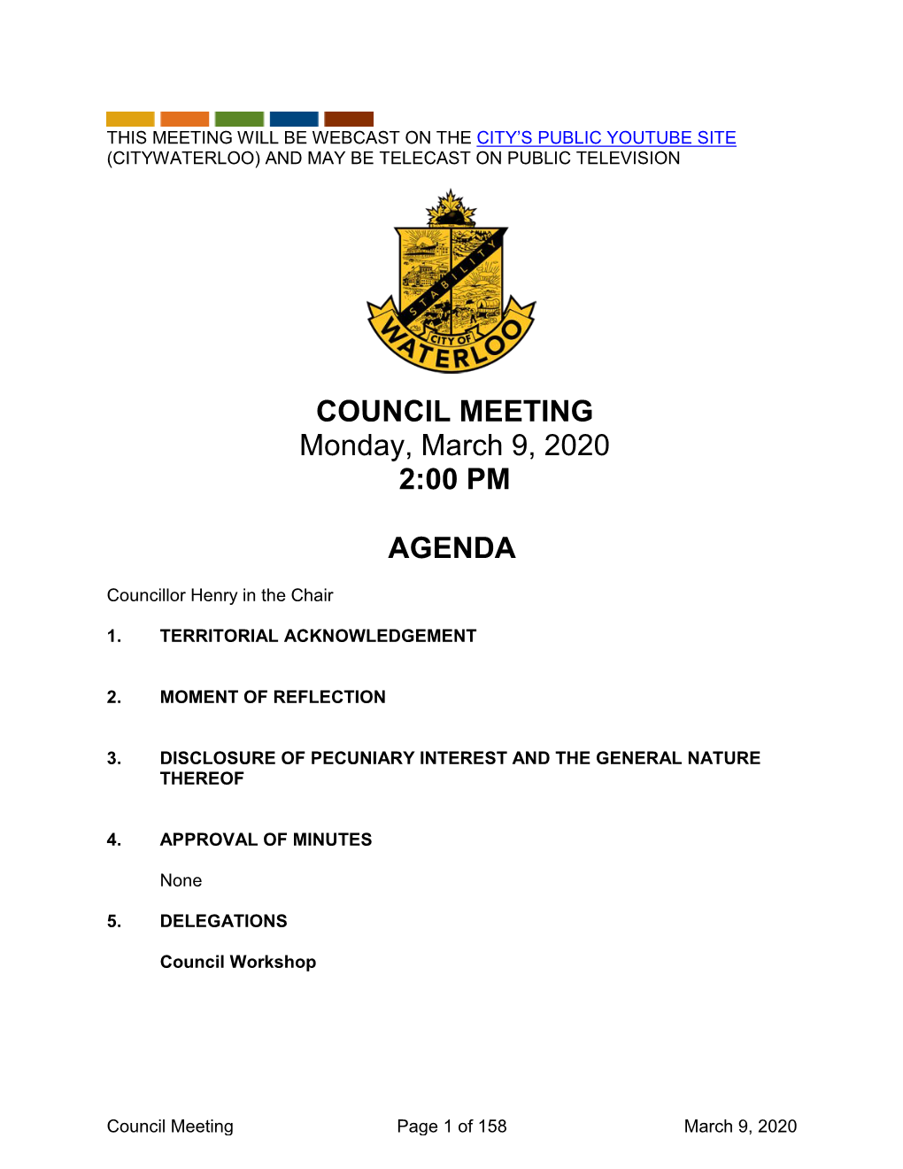 March 9, 2020 Council Meeting Packet