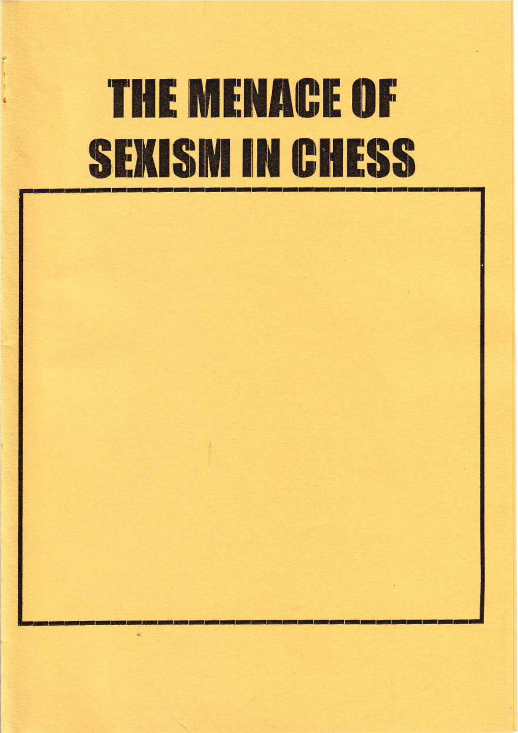 The Menace of Sexism in Chess