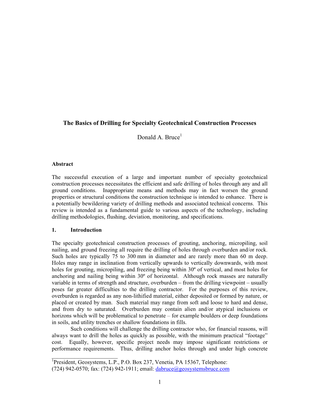 The Basics of Drilling for Specialty Geotechnical Construction Processes