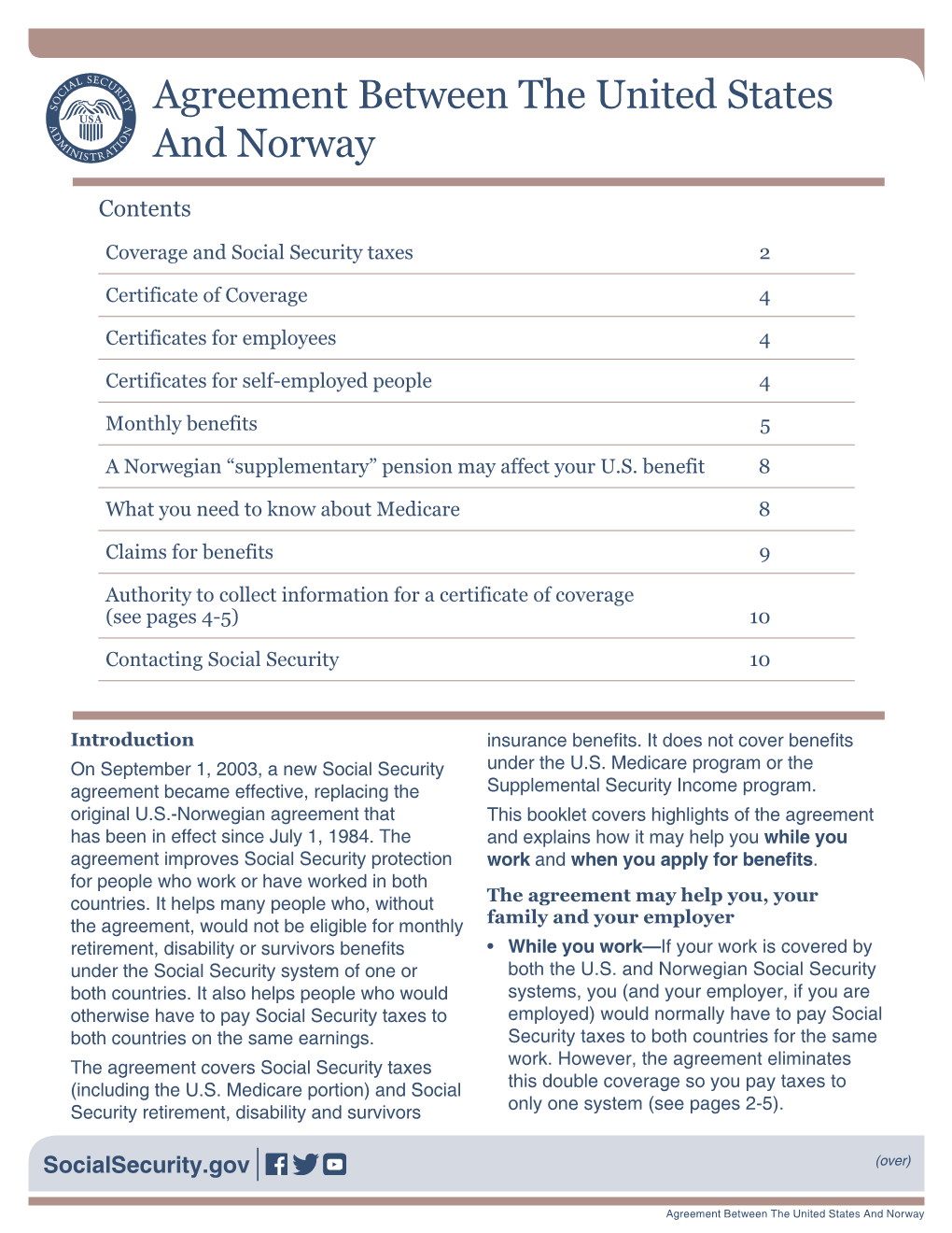 Agreement Between the United States and Norway