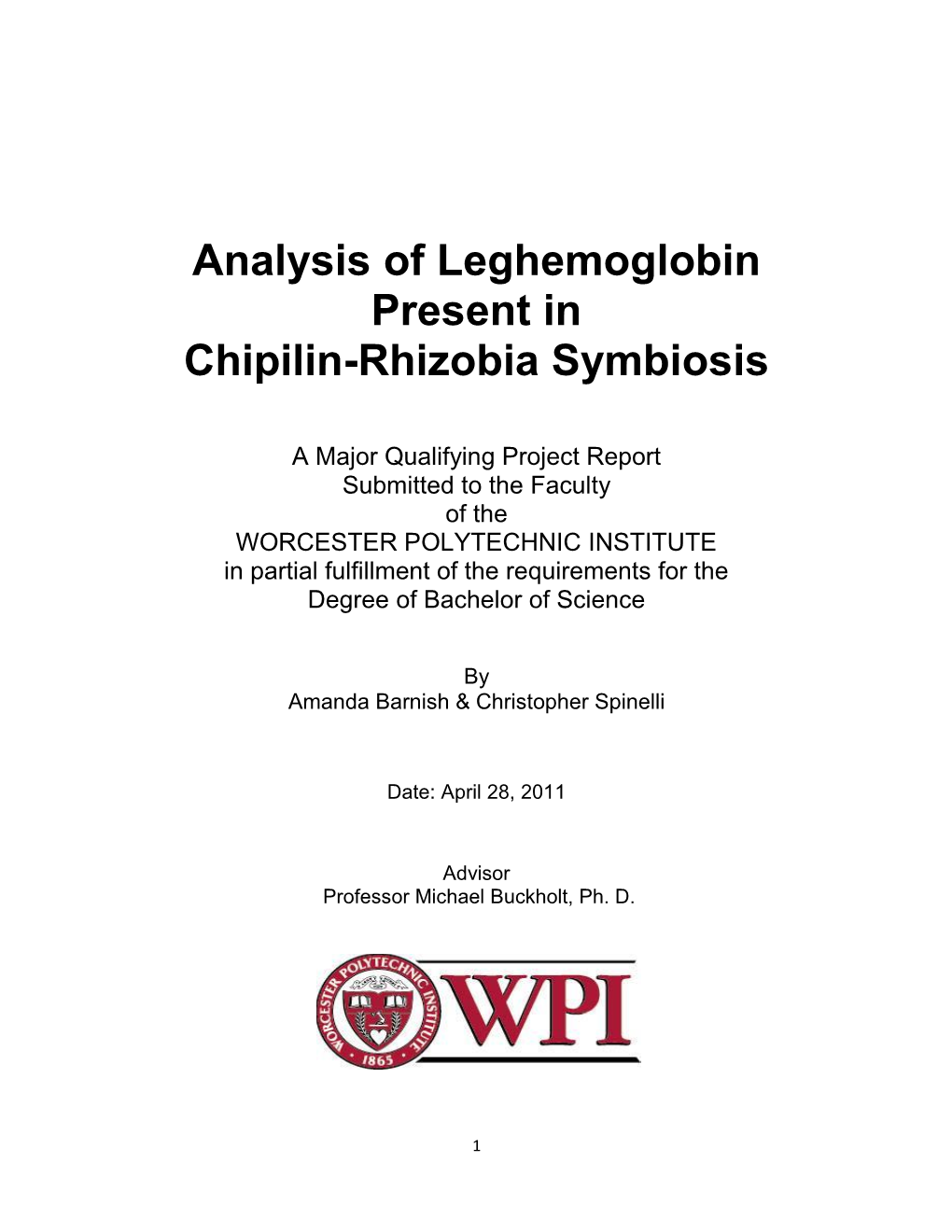 Analysis of Leghemoglobin Present in Chipilin-Rhizobia Symbiosis