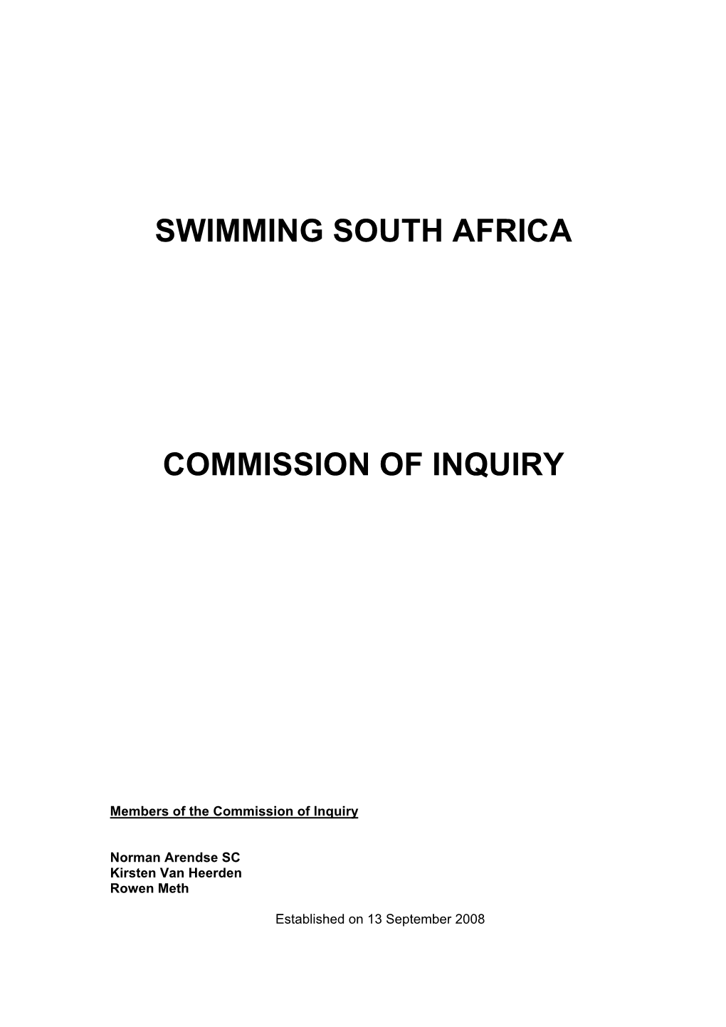 Swimming South Africa Commission of Inquiry