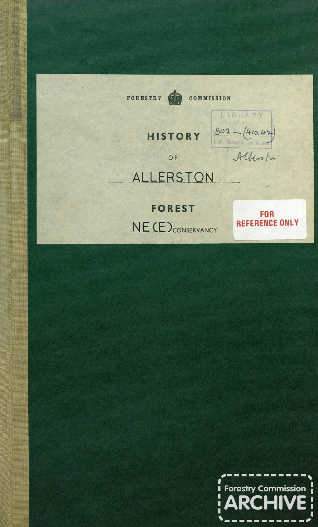 History of Allerston Forest 1921-1951. North East