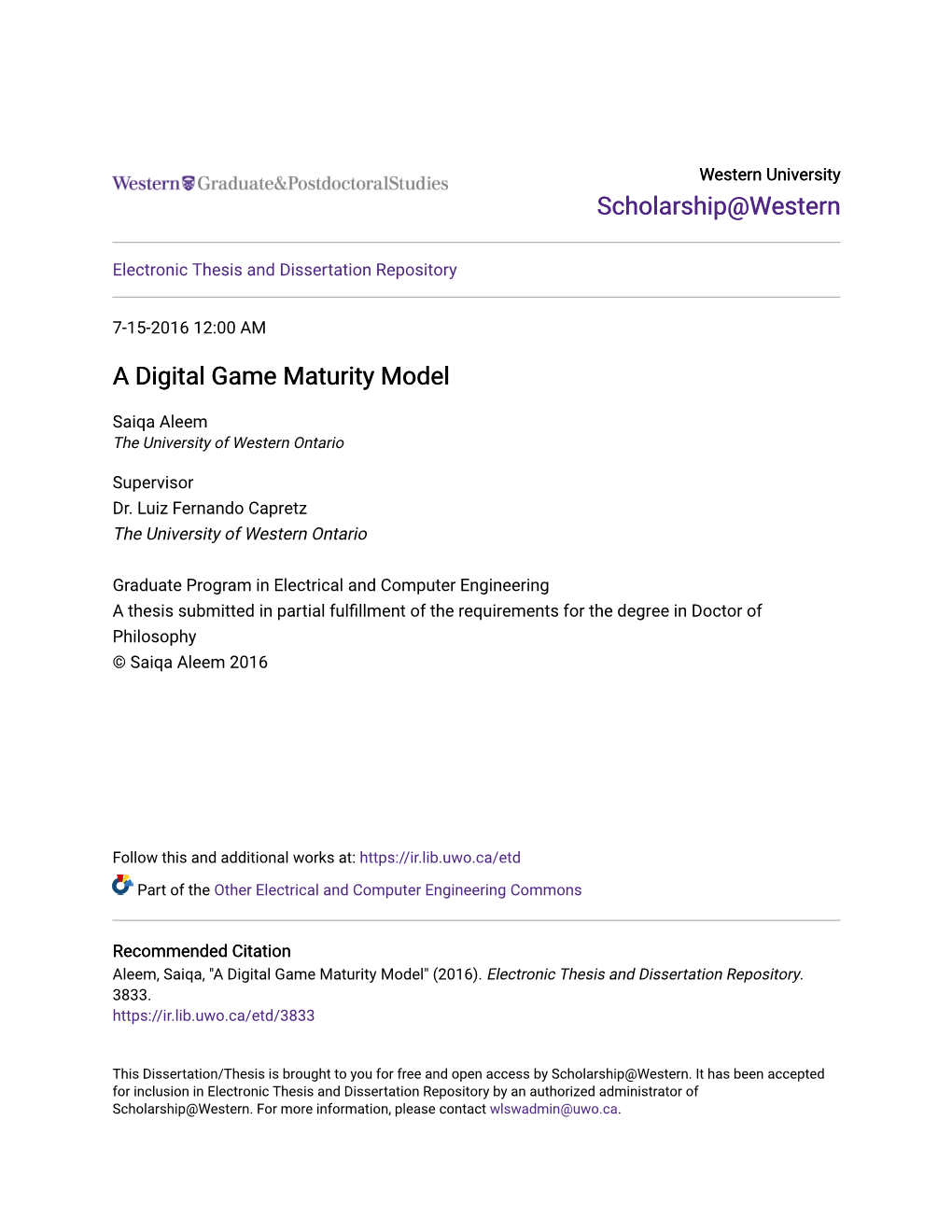 A Digital Game Maturity Model