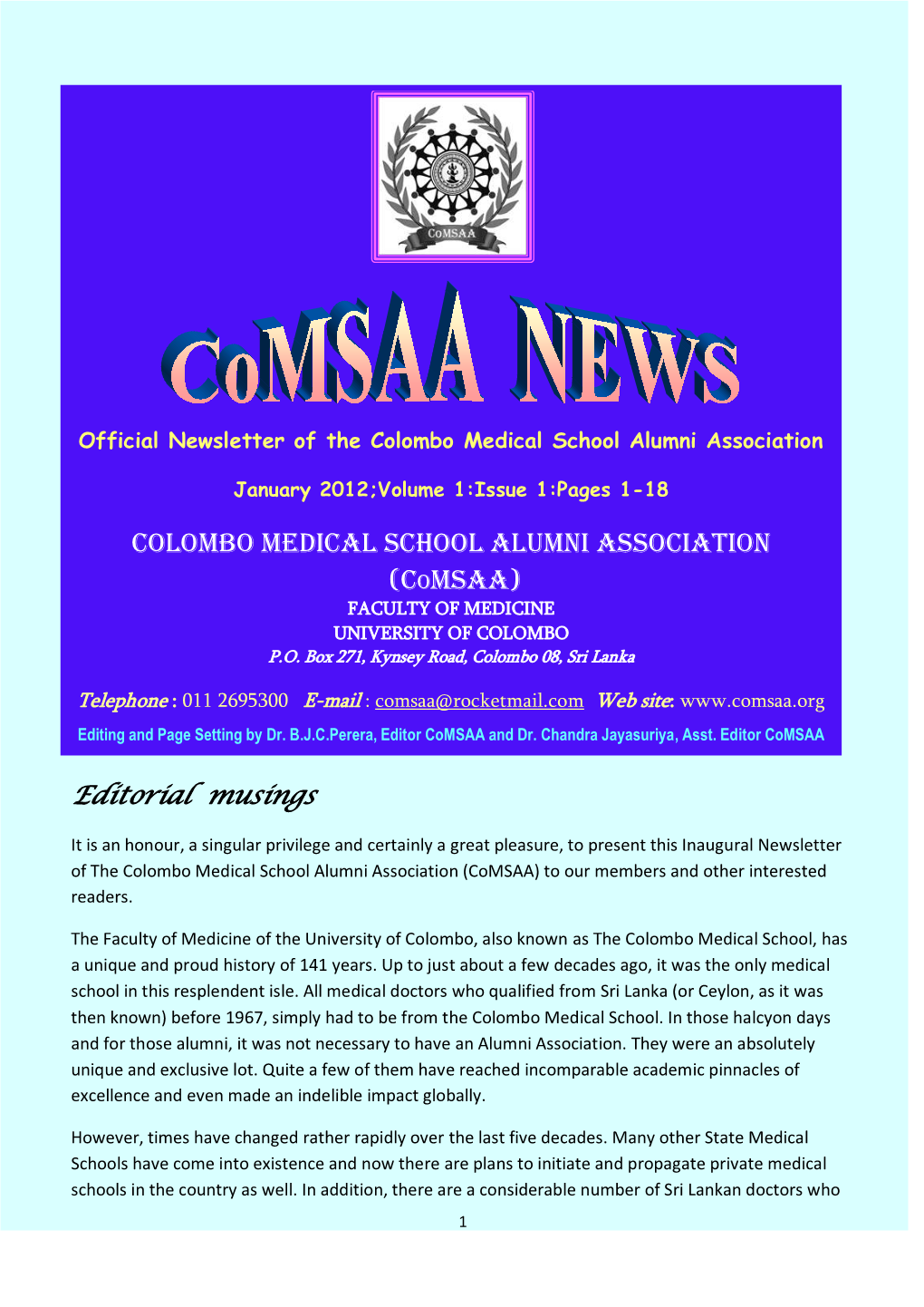 COLOMBO MEDICAL SCHOOL ALUMNI Association (Comsaa)