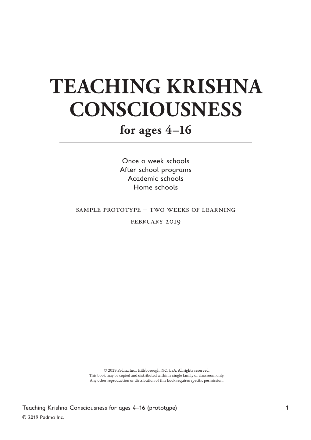 Teaching Krishna Consciousness for Ages 4–16