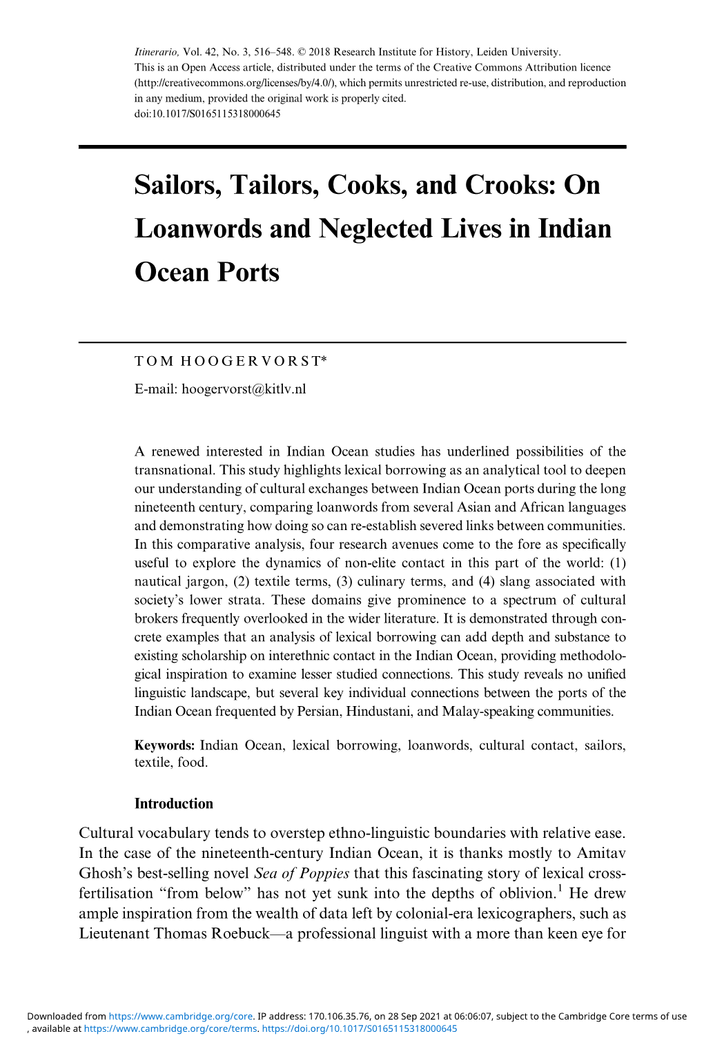 On Loanwords and Neglected Lives in Indian Ocean Ports